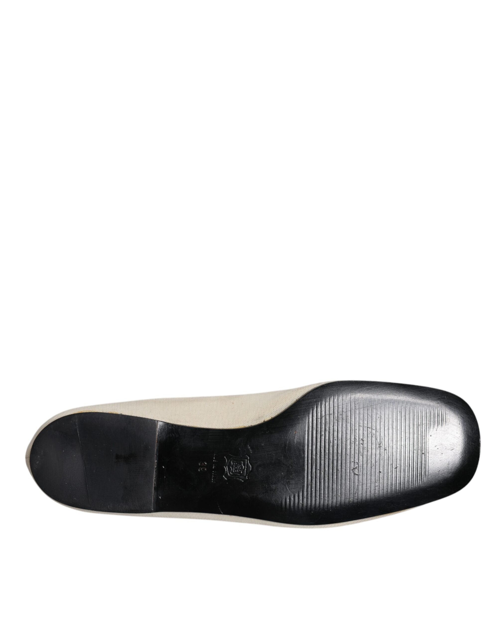 Dolce & Gabbana Bej Kumaş Slip-On Balerin Ayakkabıları